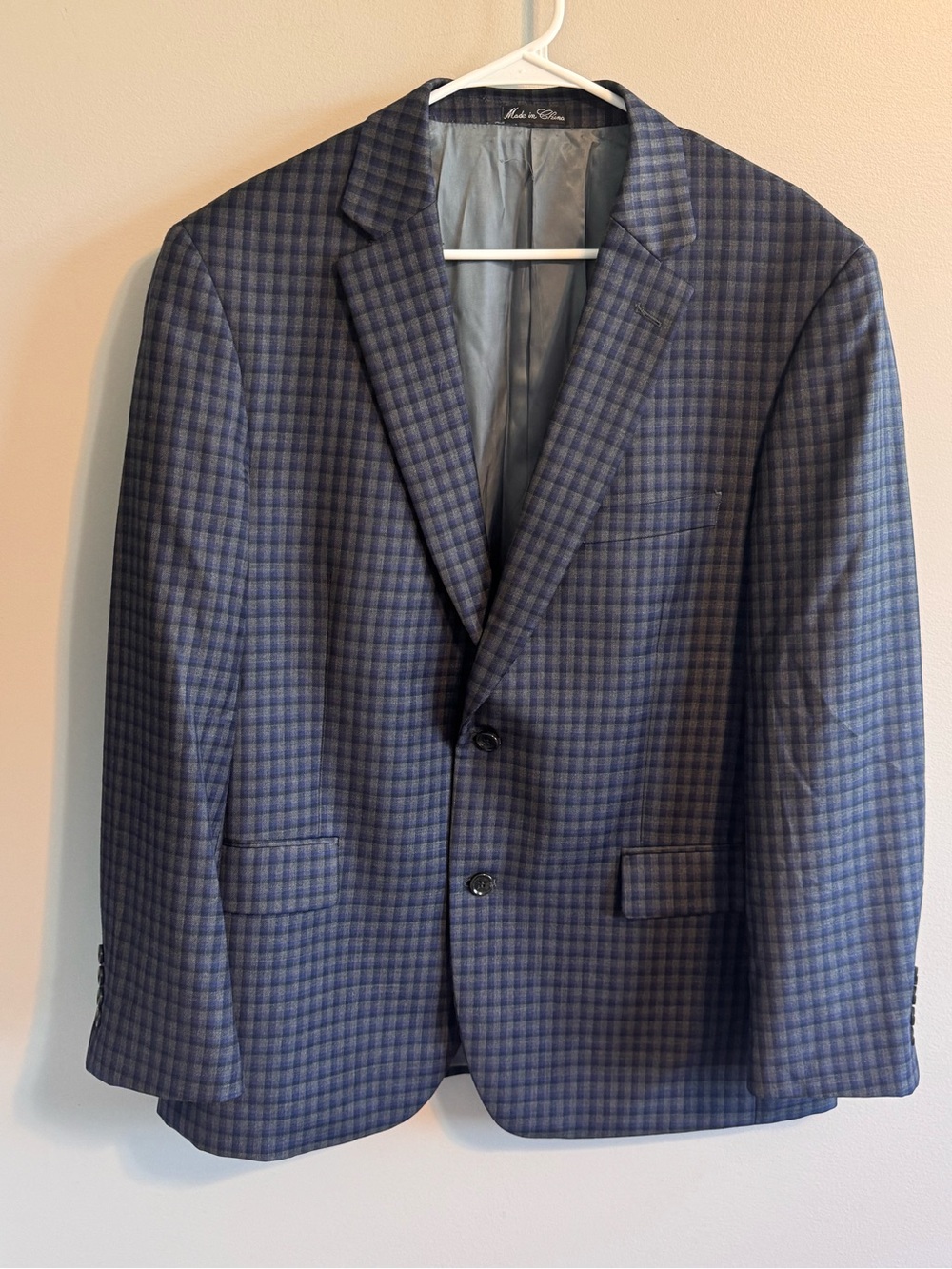 Jean-Paul Germain Blue Check 100% Wool Sport Coat Blazer 42R